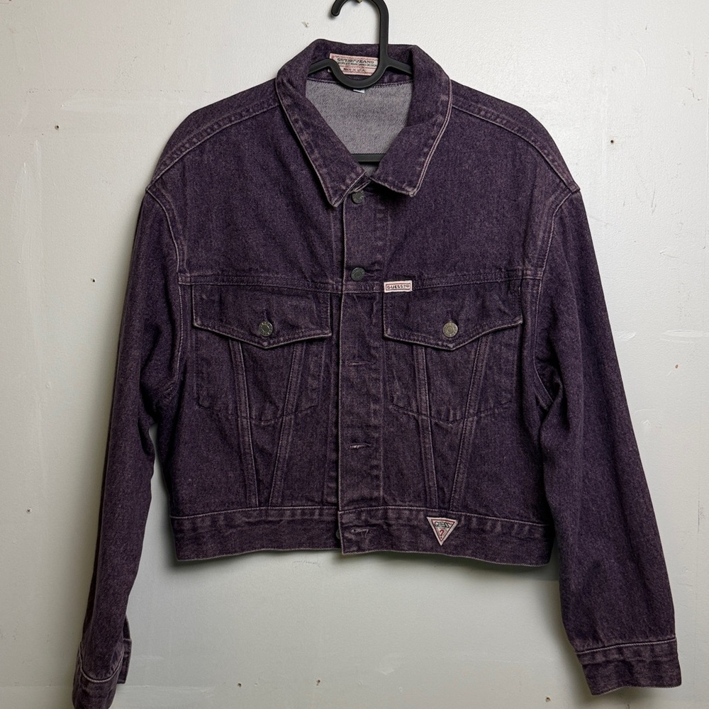 Vintage Guess Purple Cropped Denim Jacket